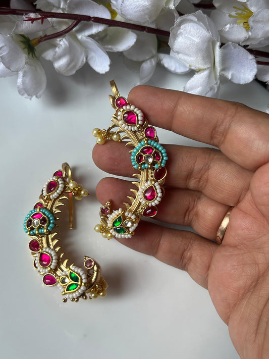 Traditional Meenakari Half Hoop Earrings