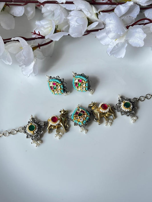 Pearl Meenakari Oxidised Choker Set🦋🦋