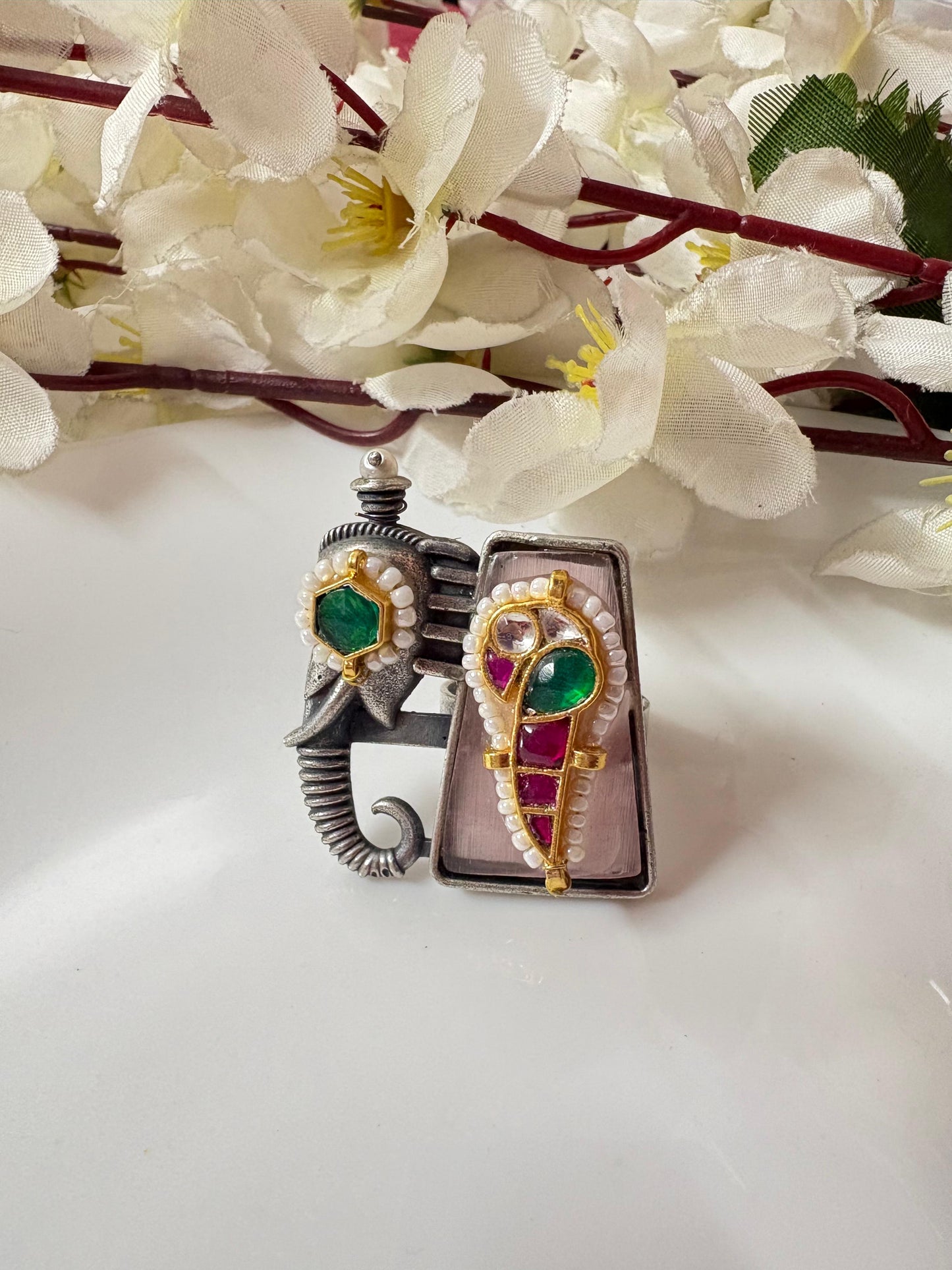 Handcrafted Meenakari Statement Ring