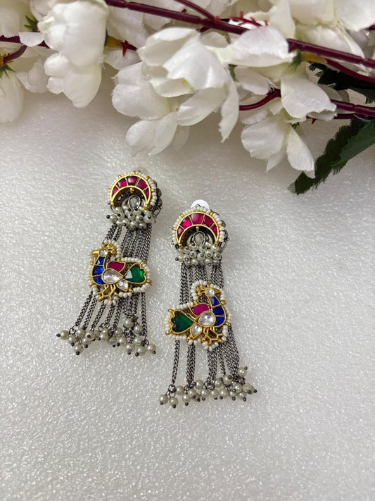 Peacock Design Multicolor Chain Earrings🦋🦋