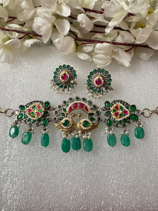 Royal Pearl & Kundan Oxidized Necklace