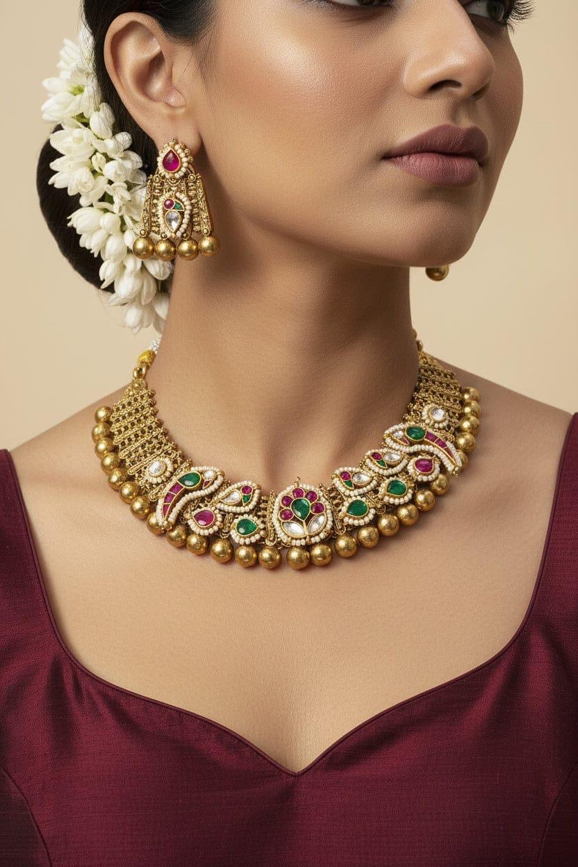 Vintage Kundan & Pearl Designer Necklace