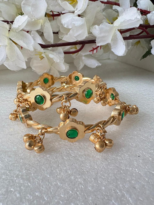 Traditional Flower Design Bangles with Ghungroo