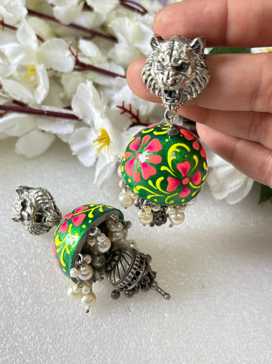 Handcrafted Meenakari Pearl Jhumkas 💖💖