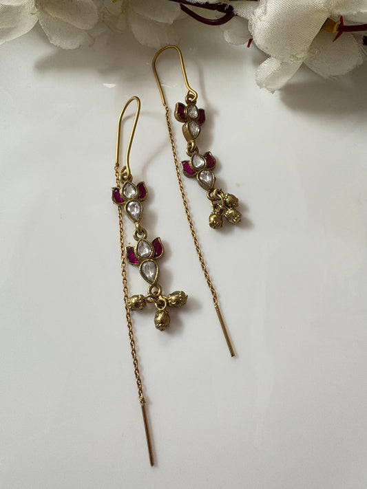 Royal Charm Kundan Drop Chain Earrings