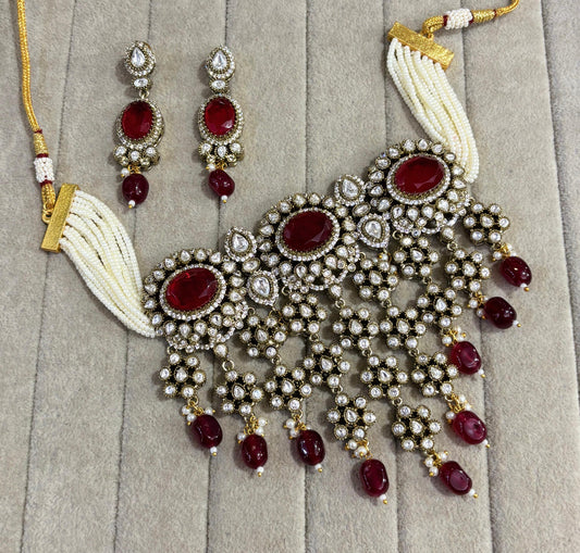 Royal Rajputana Ruby Pearl Choker