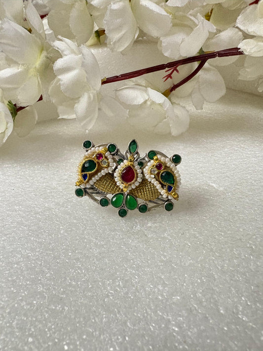 Elegant Polki Meenakari Ring