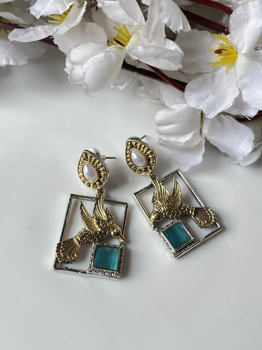Artistic Bird Motif Statement Earrings