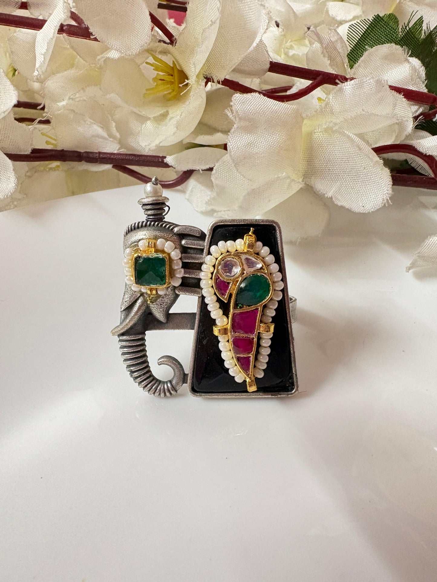 Handcrafted Meenakari Statement Ring