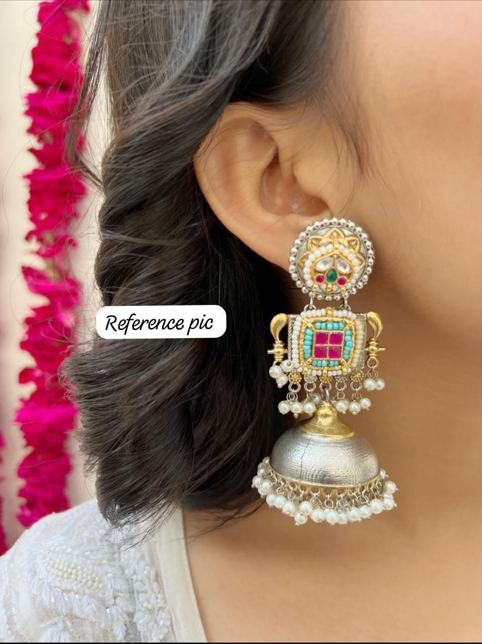 Vintage Fusion Jhumka – Kundan Charm & Beaded Elegance