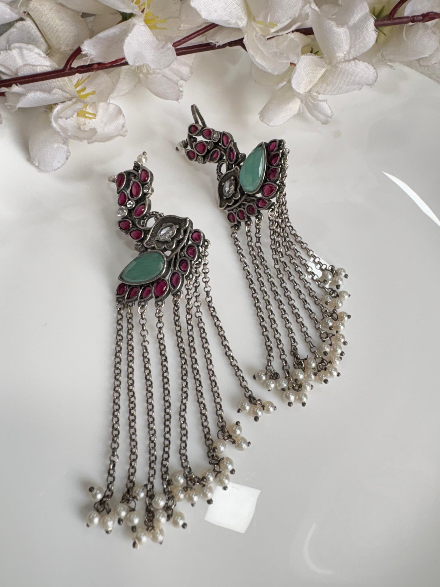 Antique Temple Style Long Tassel Earrings