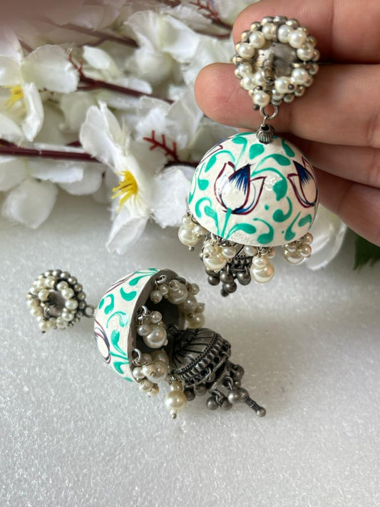 Handcrafted Meenakari Pearl Jhumkas 💖