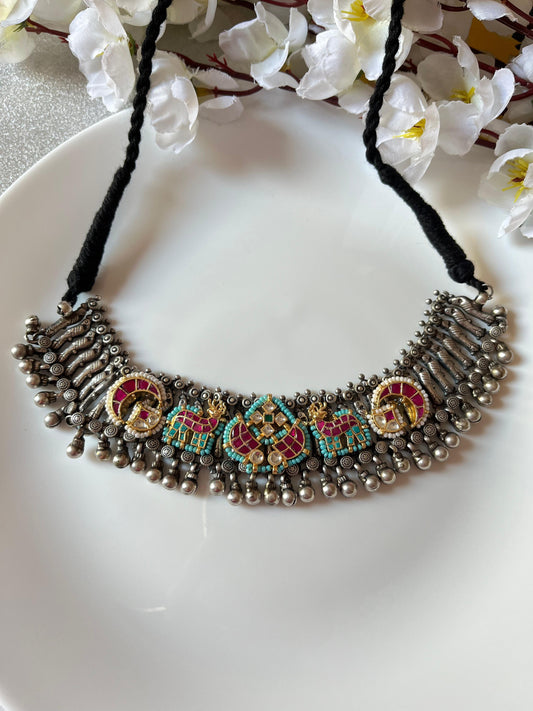 Rajwada Radiance: Kundan Royal Necklace with Earrings