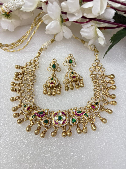 Peacock Motif Gold-Plated Necklace Set
