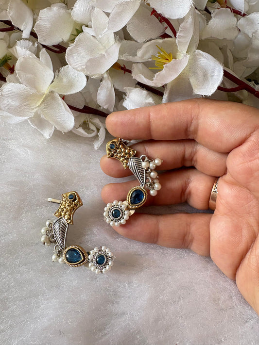 Vintage Charm Floral Oxidised Earcuffs