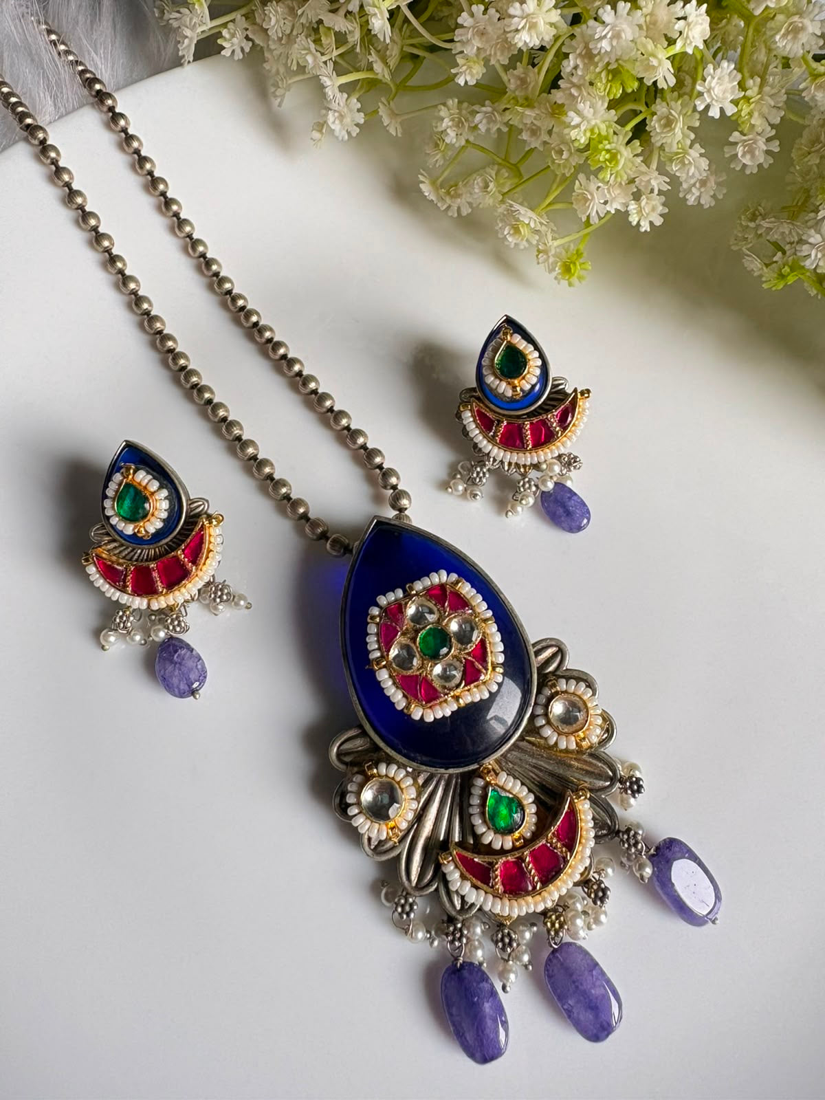 Royal Blue Kundan Elegance