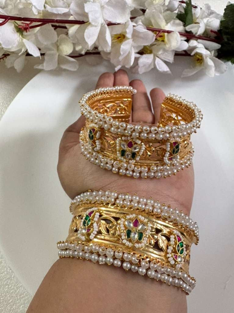 Traditional Polki Pearl Luxury Bangles