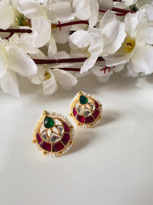 Multicolor Meenakari Kundan Studs🦋🦋