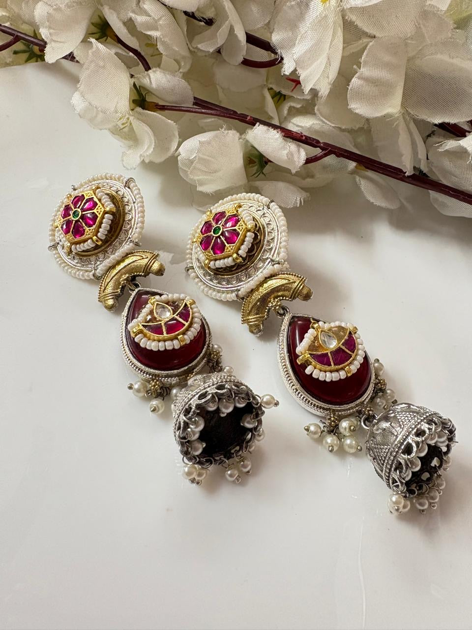 Handcrafted Kundan Fusion Statement Earrings