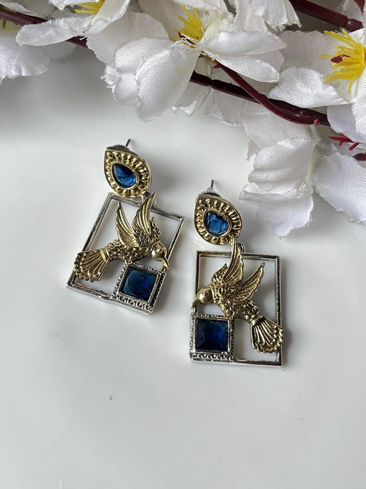 Artistic Bird Motif Statement Earrings