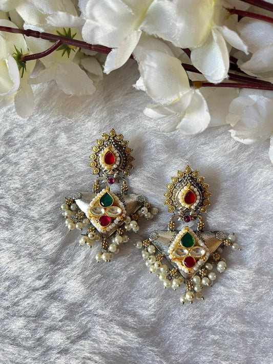 Royal Kundan Pearl Drop Earrings