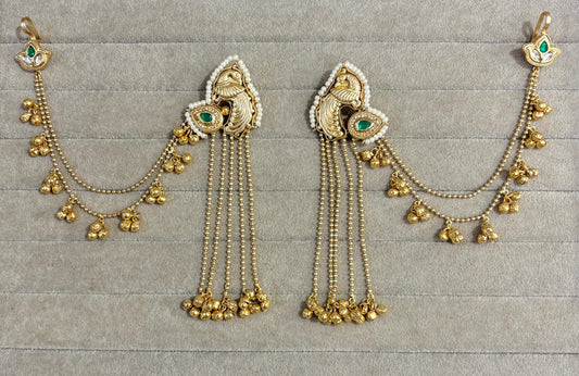 Royal Peacock Inspired Traditional Earrings with Chain Drop🦋🦋