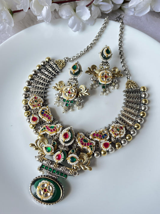 Heritage Oxidized Kundan Choker Set