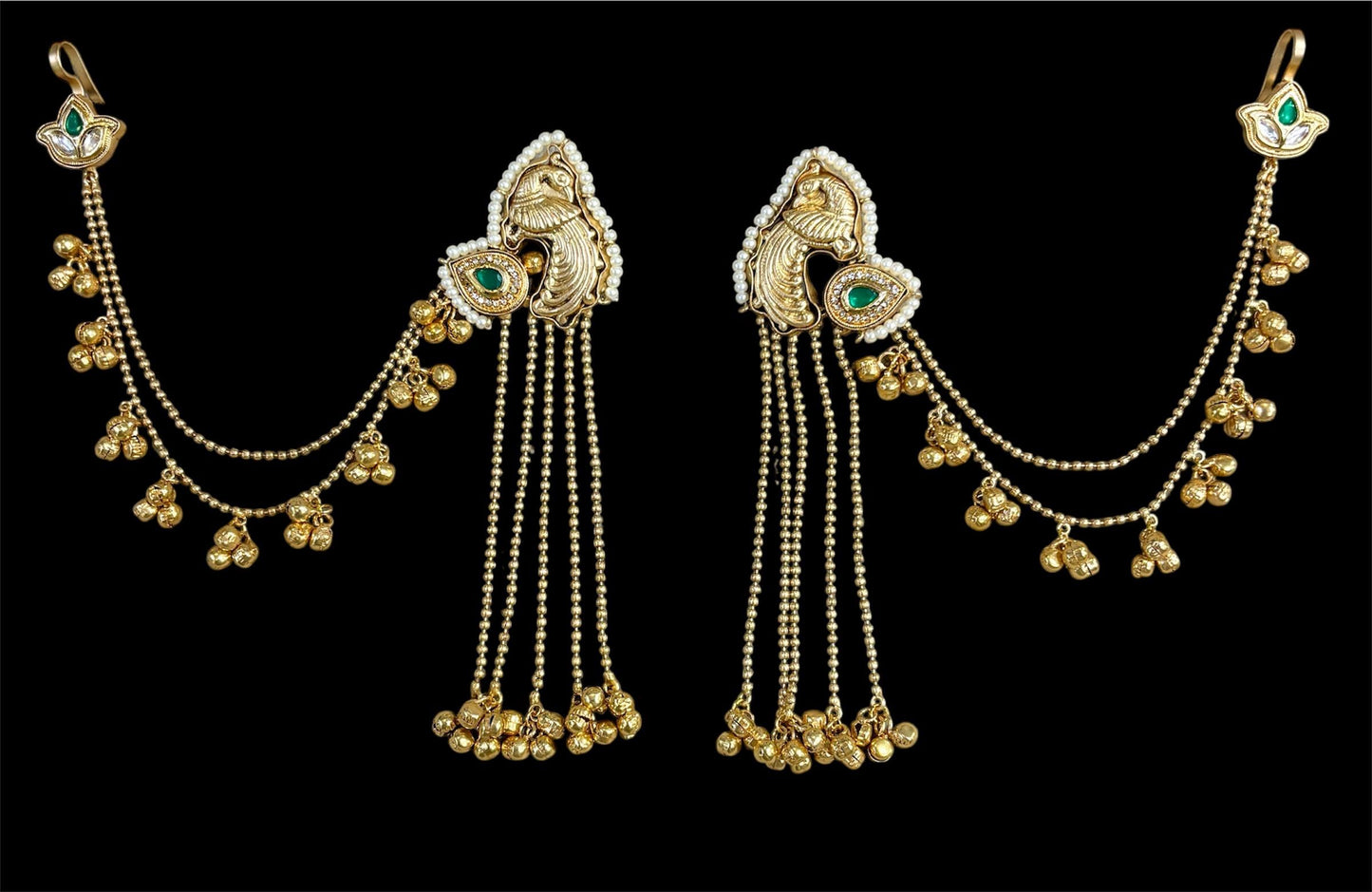 Royal Peacock Inspired Traditional Earrings with Chain Drop🦋🦋