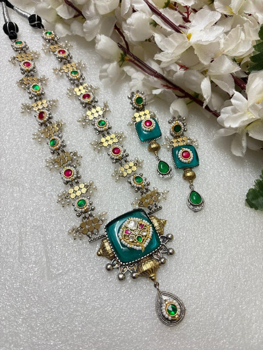 Festive Statement – Green & Ruby Kundan Work