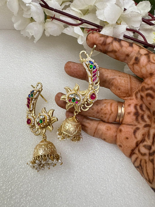 Vintage Vibe: Multicolour Oxidised Earcuffs🌸💙💖