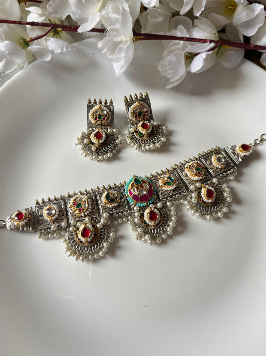 Rajwada Charm: Antique Oxidised Heritage Set๐ฅฐ๐ฅฐ