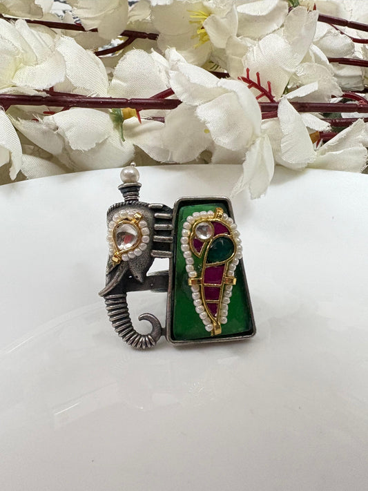 Handcrafted Enamel Meenakari Statement Ring