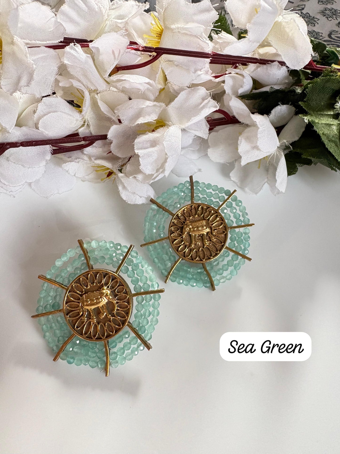 Green Heritage elephant Stud Earrings