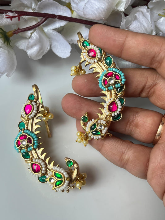 Traditional Meenakari Half Hoop Earrings