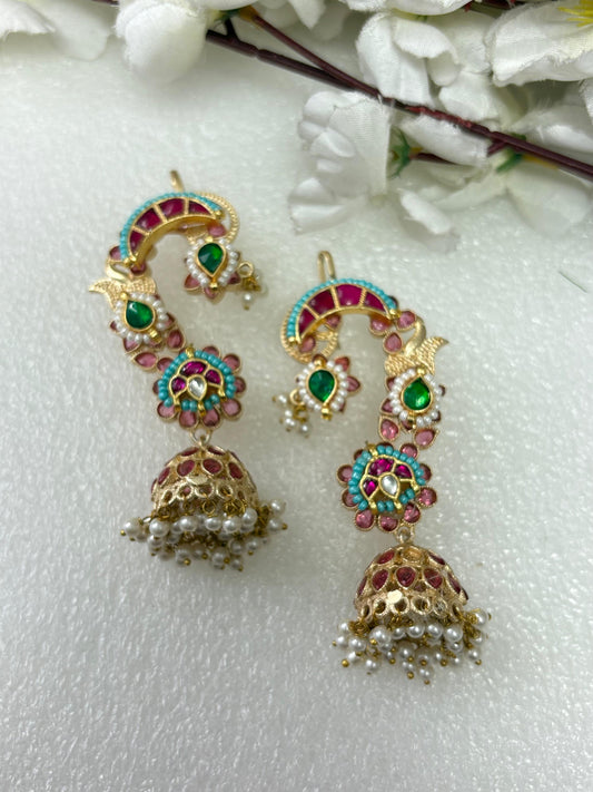 Vibrant Pachi Kundan Earrings