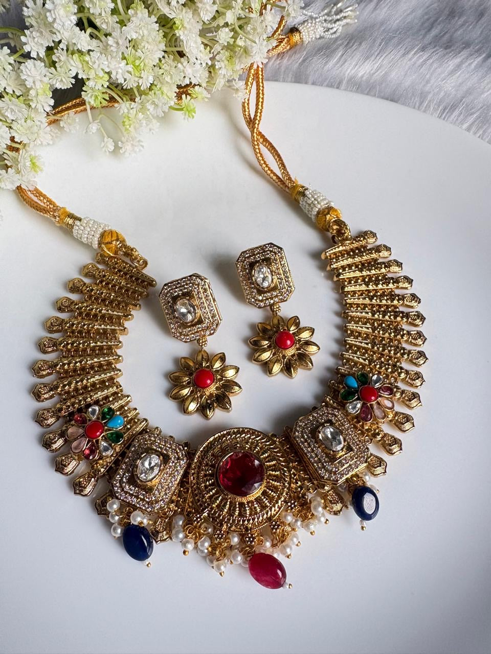 MULTICOLOR KUNDAN FESTIVE SET