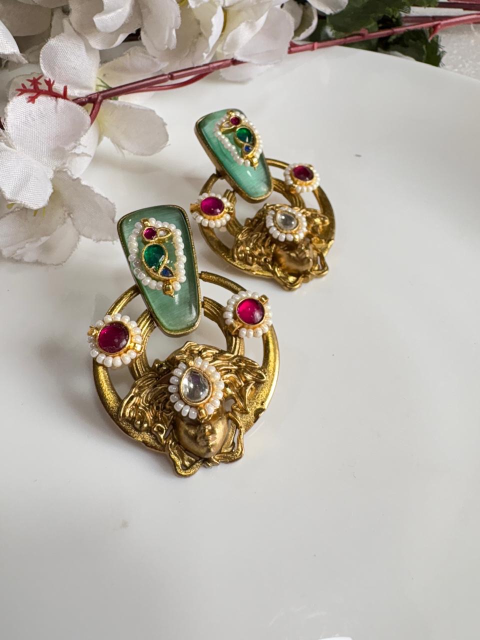 Vintage Maharani Gold-Plated Earrings