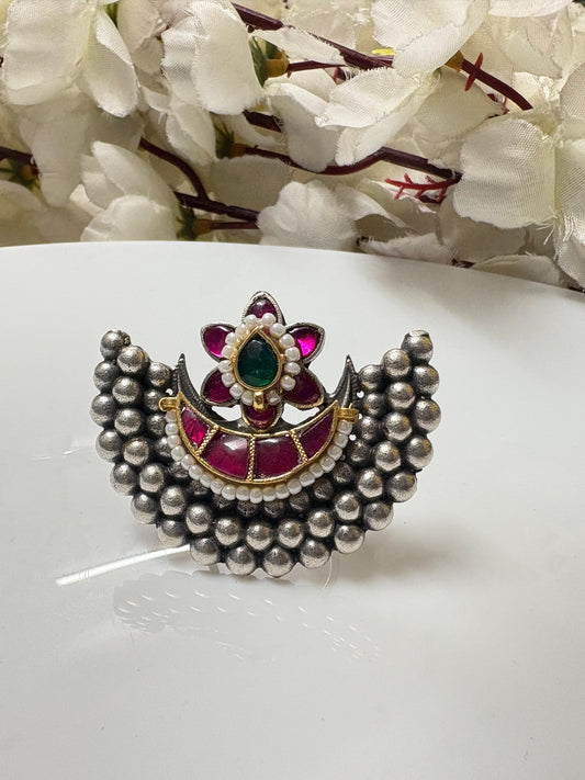 Half Moon Kundan Adjustable Ring 🌙