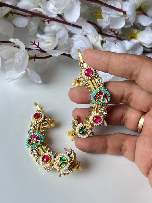 Traditional Meenakari Half Hoop Earrings