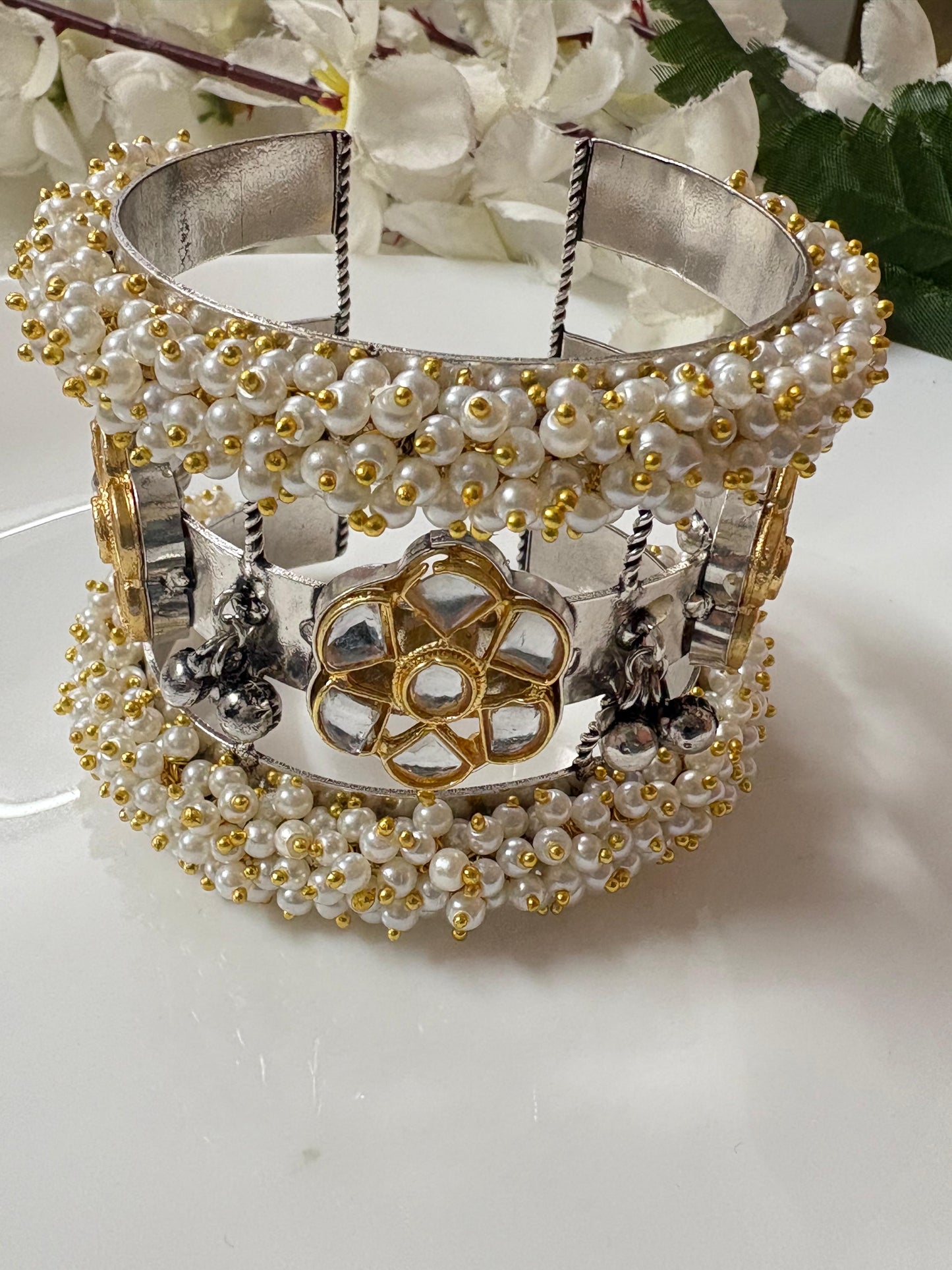 Heritage Kundan Fusion Handcuff with Pearls