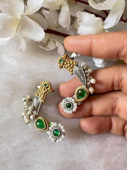 Vintage Charm Floral Oxidised Earcuffs