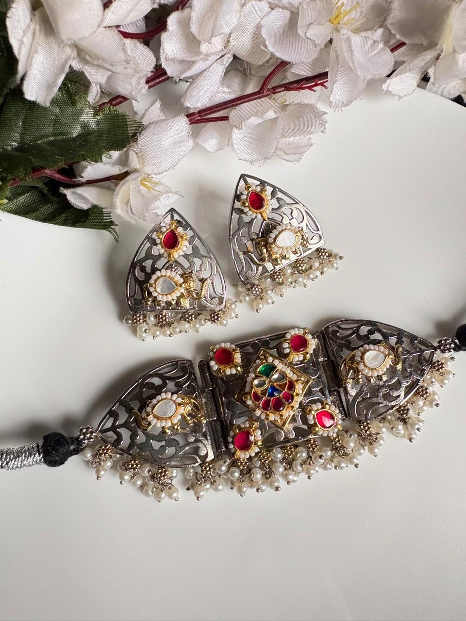 Regal Meenakari Drop Necklace