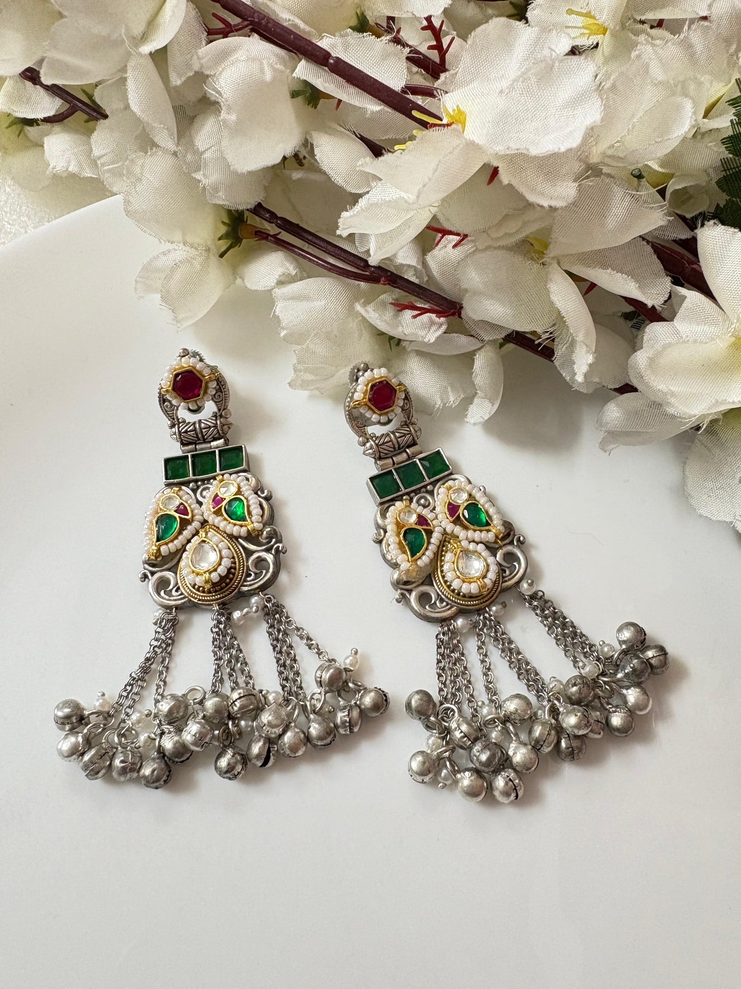 Handcrafted Pachi Kundan Jhumka Earrings