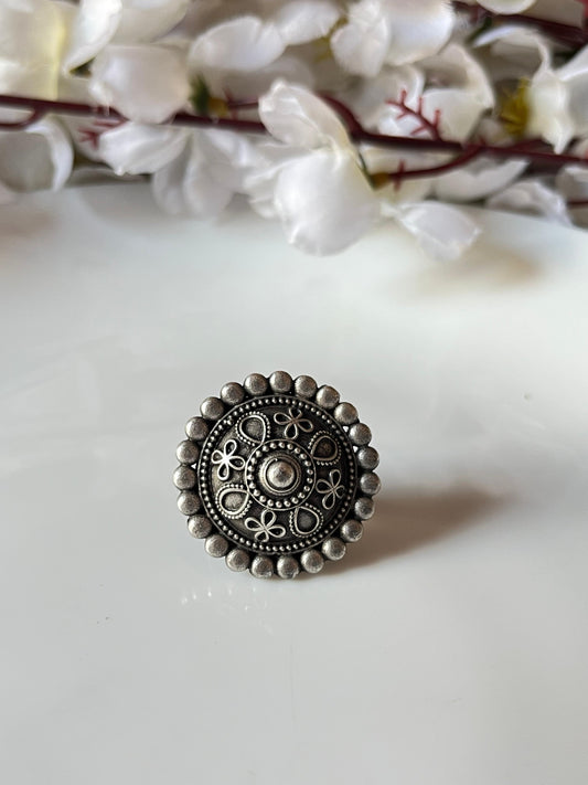 Vintage Oxidized Silver Statement Ring