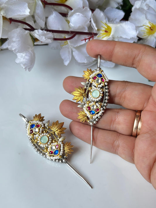Regal Pearl & Kundan Leaf Earcuffs