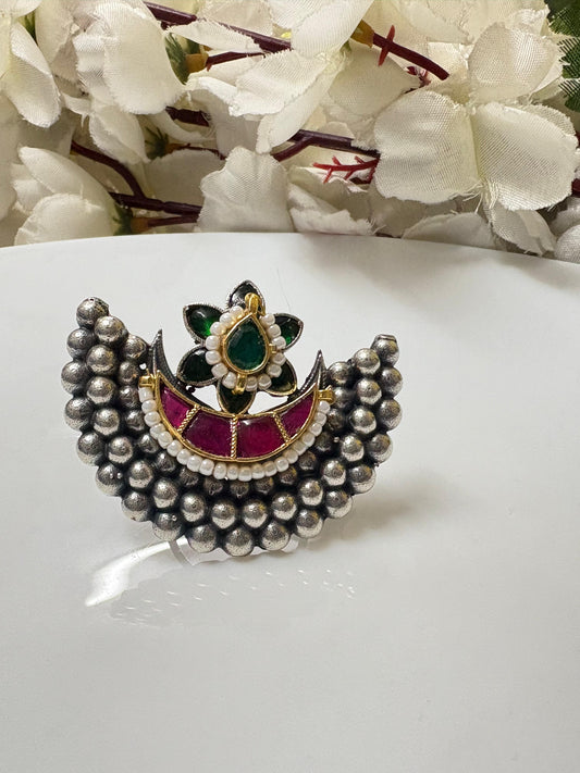 Half Moon Kundan Adjustable Ring 🌙
