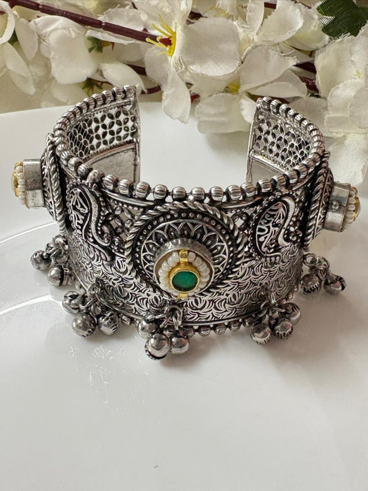 Designer German Silver Pearl Bracelet Cuff