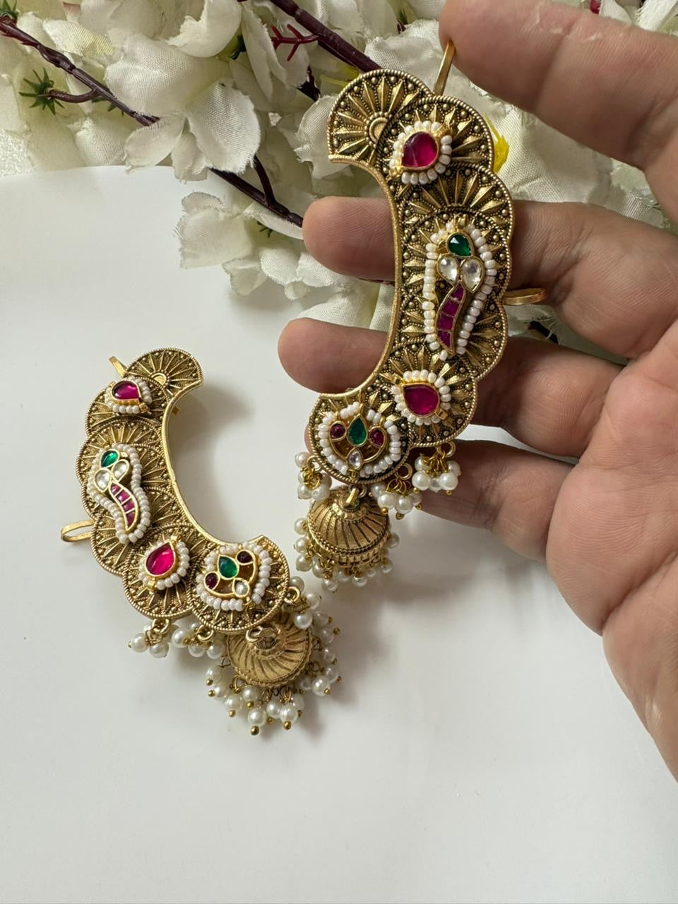 Vintage Fusion Jhumka – Kundan Charm & Beaded Elegance