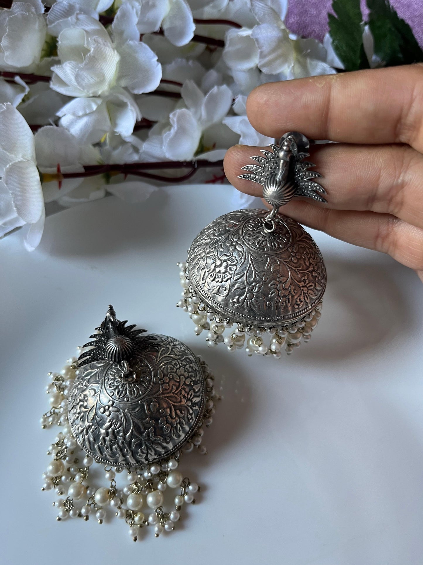 Aira Bold Oxidised Stud Earrings