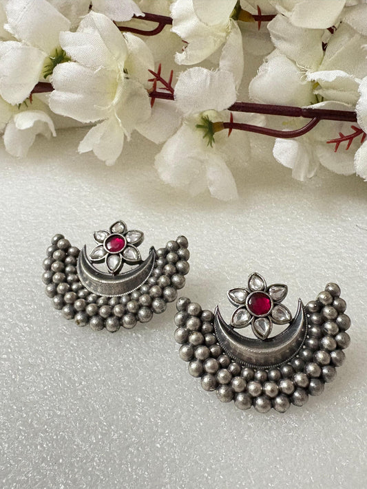 Half Moon Colorful  Oxidised Earrings